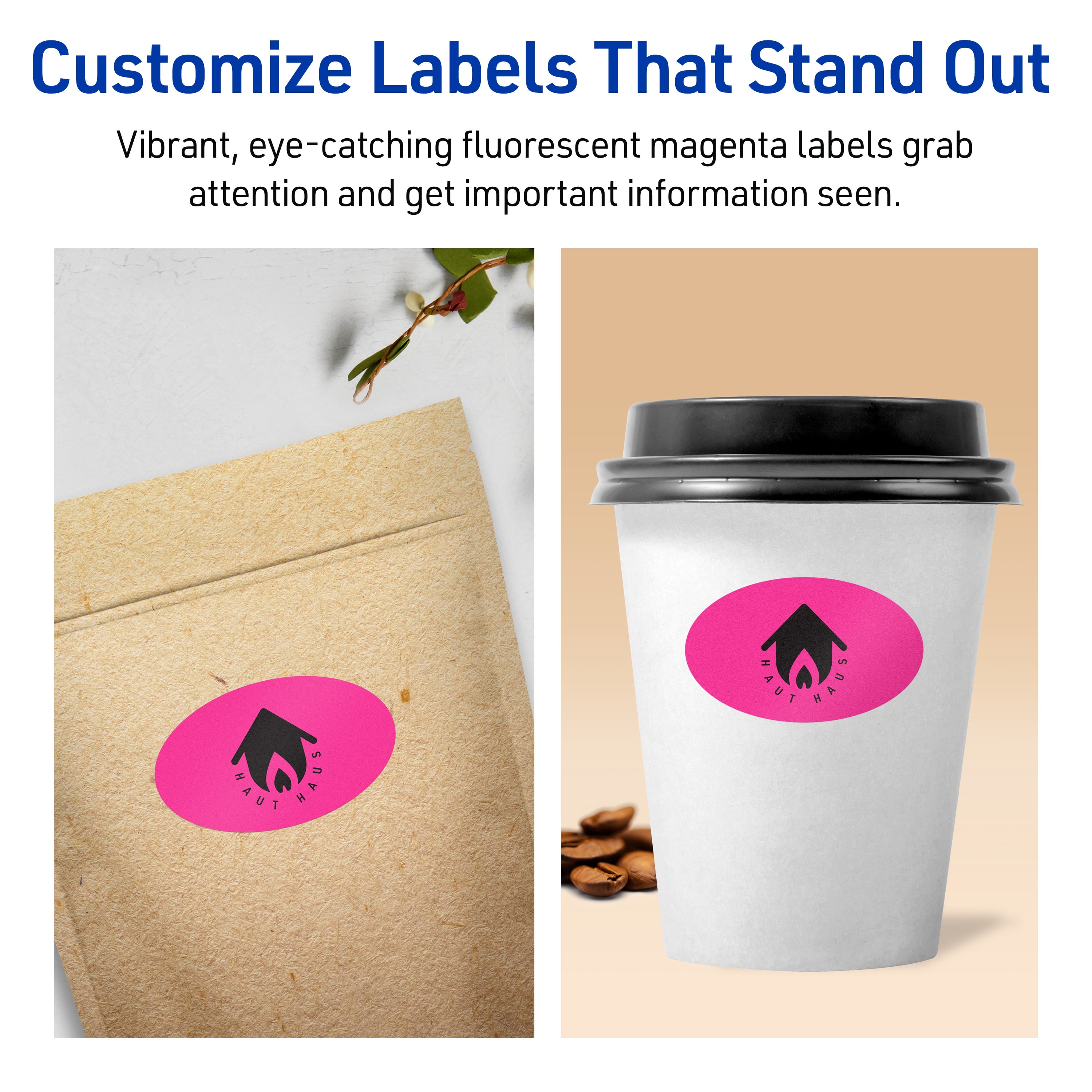Avery Printable Oval Labels, Neon Magenta, 1.5" x 2.5", 360ct