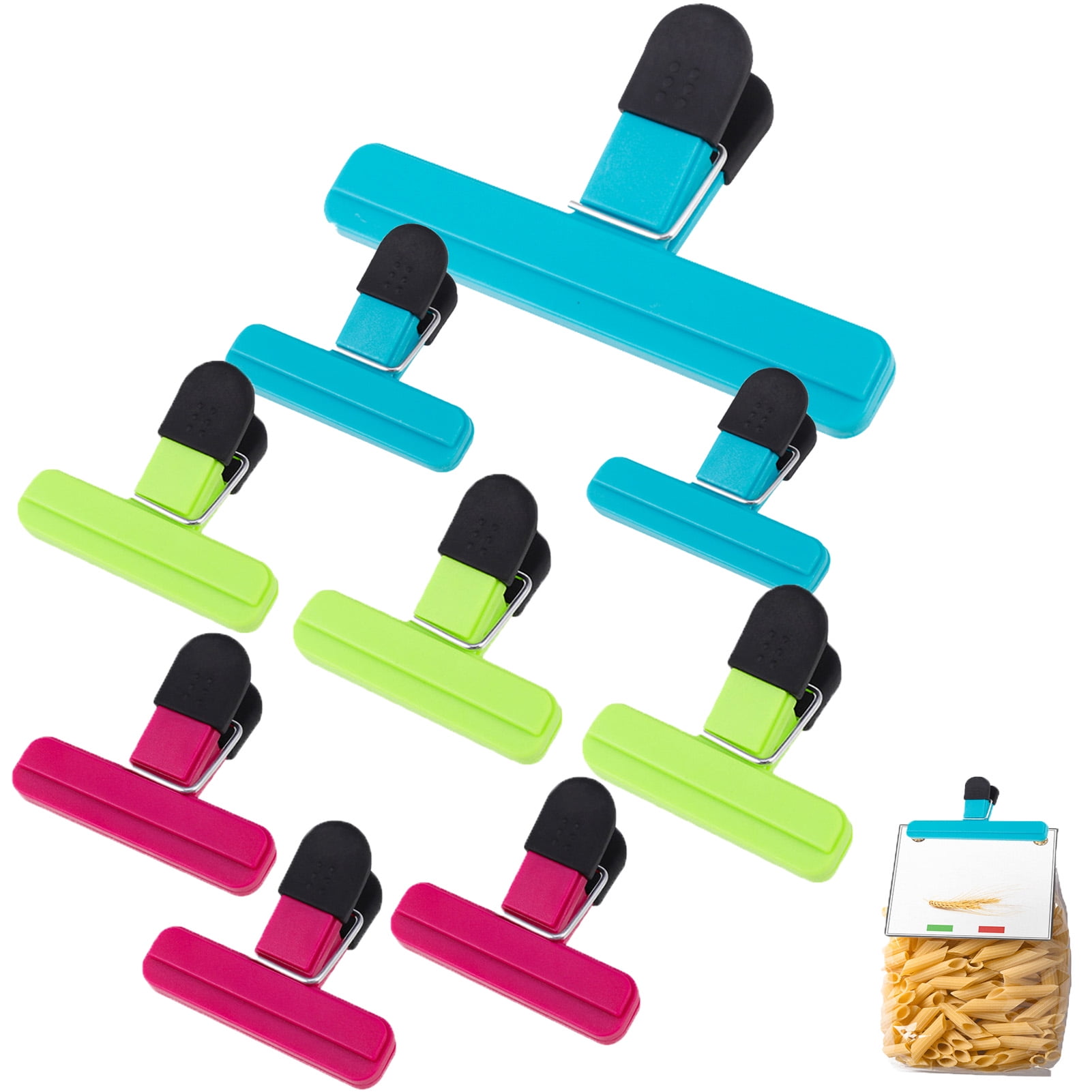 HEQUSIGNS 9 Pack Large Chip Clips, Various Size Food Clips Plastic Clips Seal Clips for Kitchen Office
