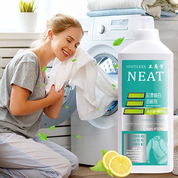 Detergente para ropa con brillo de oxígeno para eliminar manchas y amarillamiento - Agente blanqueador de color para blancos y colores - Fórmula concentrada 425ml
