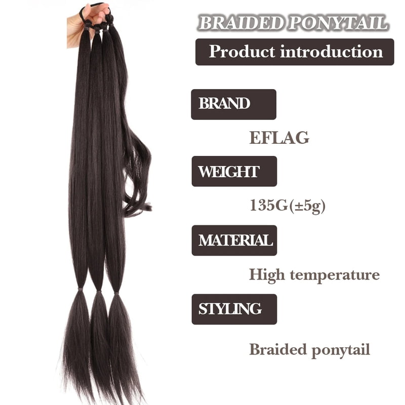 22-40 inches Braided Synthetic Ponytail Extensions Secure Elastic Band Instant For Halloween Costumes Hair Accessories