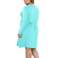 thumbnail image 4 of Aiyino Plus Size Dresses for Curvy Women Long Sleeve Casual Pleated Swing Dresses with Pockets, 4 of 5