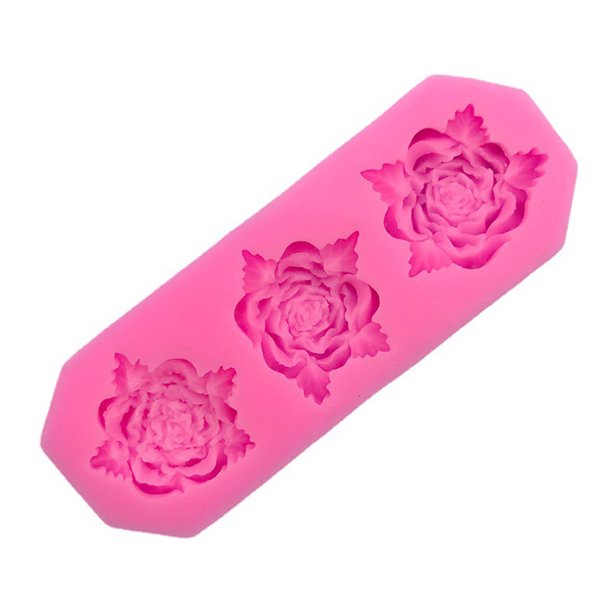 Kearding Molde de pastel con forma de rosa de 3 rejillas, portátil, DIY, lavable, para cocina, Fondant, Chocolate, helado, molde para hornear, accesorios Herramientas y accesorios para hornear Kearding HA081944-00