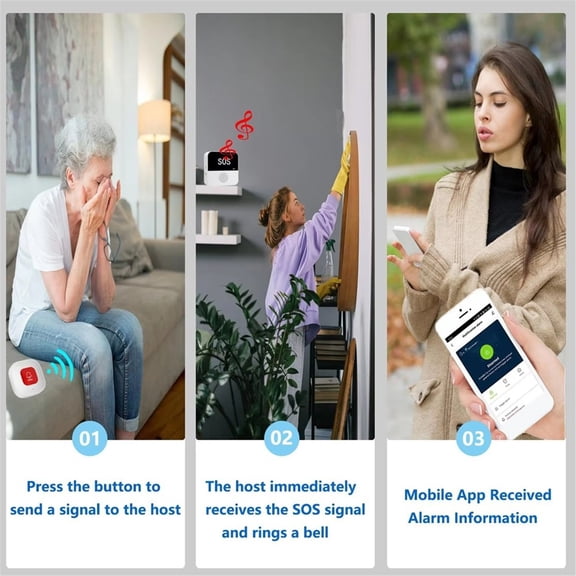 Wireless WiFi Elderly Caregiver Pager SOS Call Button Emergency SOS Medical Alert System for Seniors Patients Elderly