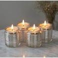 thumbnail image 2 of Hosley Silver Glass Tealight Candle Holder Set of 4 - Elegant Home Decor Centerpieces for Kitchen Table and Kitchen Decor - Ideal for Home Decor and Special Occasions, 2 of 13