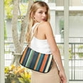 thumbnail image 5 of FORMRS Womens Shoulder Bag with Chain Strap Clutch Purse Cute Tote Handbag, Navy Blue Stripes, 5 of 7