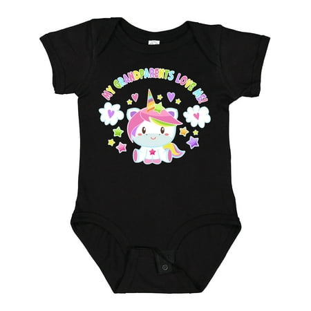 

Inktastic My Grandparents Love Me with Cute Rainbow Unicorn Boys or Girls Baby Bodysuit