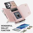 thumbnail image 5 of Crossbody Wallet Case for Samsung Galaxy S22 Ultra 5G, Card Slot Phone Case with Zipper Pocket Kickstand Purse Hand Strap Cover with Removable Crossbody Wrist Strap Flip Case - Rose Gold, 5 of 14