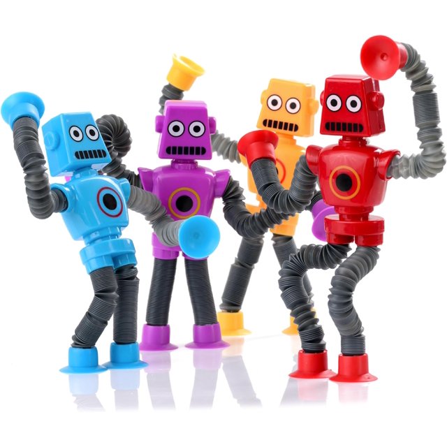 Nutty Toys Sensory Robot Toys 4pk - Top Pop Tubes Fidget Toy 2023 para TDAH Autismo Edades 3 4 5 6 7 8 9 10, La mejor idea de regalo de juguete de viaje para niños, Rellenos de calcetines navideños ú