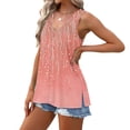 thumbnail image 4 of Blouse Sans Manches à Col en V pour Femmes, Haut Décontracté en Polyester, Tissu Léger et Doux, Longueur Régulière, pour l'Été et le Printemps, pour les Rendez-Vous Quotidiens et les Fêtes, 4 of 7