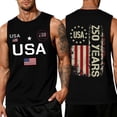 thumbnail image 2 of American Flag Shirt for Men 4th of July 250th Anniversary Patriotic Tank Mens USA Independence Day Sleeveless Tops Black L, 2 of 4