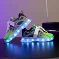 thumbnail image 3 of Mesh Tennis Shoes for Boy Girl Kids Light up Shoes Color Block Strappy Sneakers Breathable Soft Footbed Comfortable Walking Shoes Green 9.5 Toddler, 3 of 5
