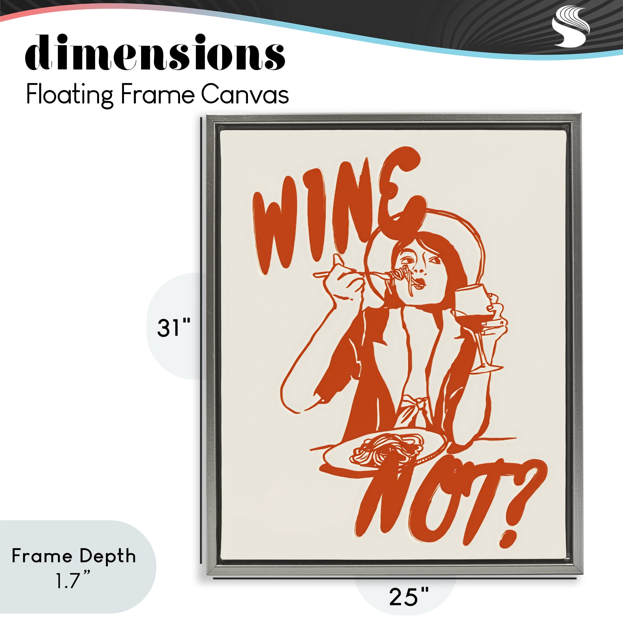Stupell Industries Wine Not Retro Meal Time Gray Framed Floater Canvas Wall Art, design by The Prints Vibe