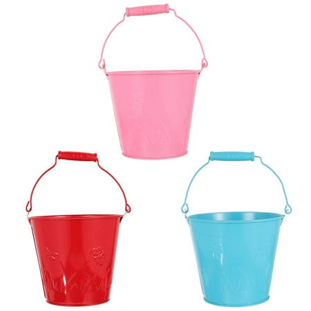 

3pcs Stainless Steel Ice Bucket Portable Beer Bucket Storage Bucket (Pink Blue)