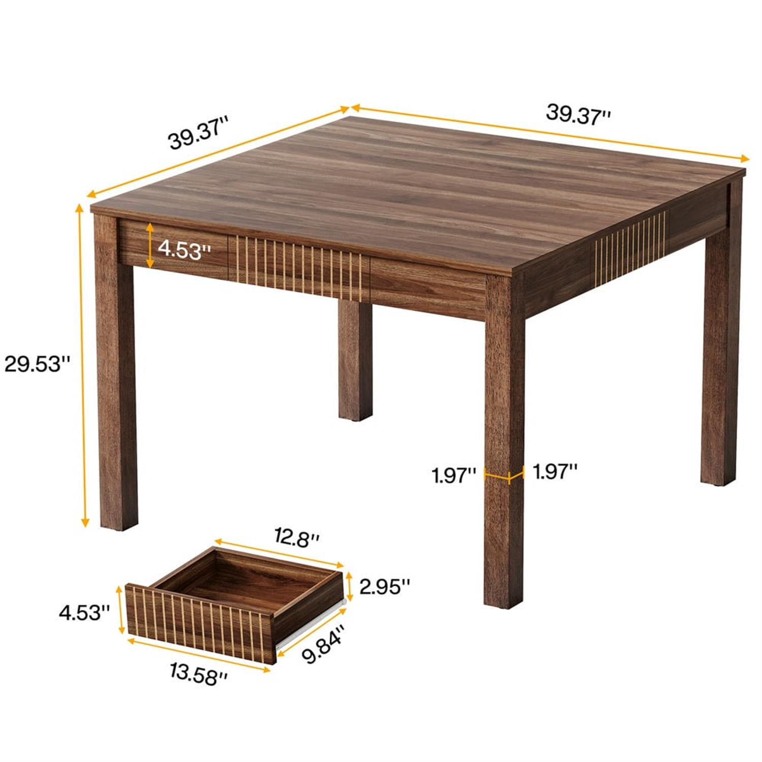 Demi Bonn 39" Wood Square Conference Room Tables, Modern Duty Study Writing Gaming Table for Home Office, Small Meeting Room Table, Brown