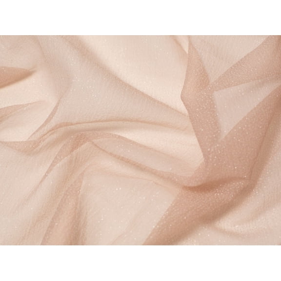 Minerva Blizzard Glitter Organza Fabric Beige - per yard