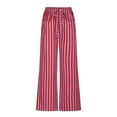 thumbnail image 4 of ABATAB Striped Pants for Women Baggy Lounge High Rise Wide Leg Pants Casual Drawstring Slacks Trousers with Pockets, 4 of 7