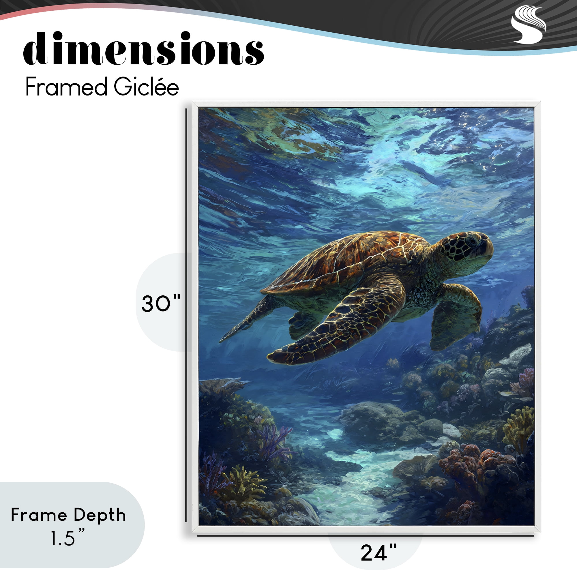 Stupell Industries Oceanic Adventurer Tortoise White Framed Giclee Art, design by Franklyn Gregory