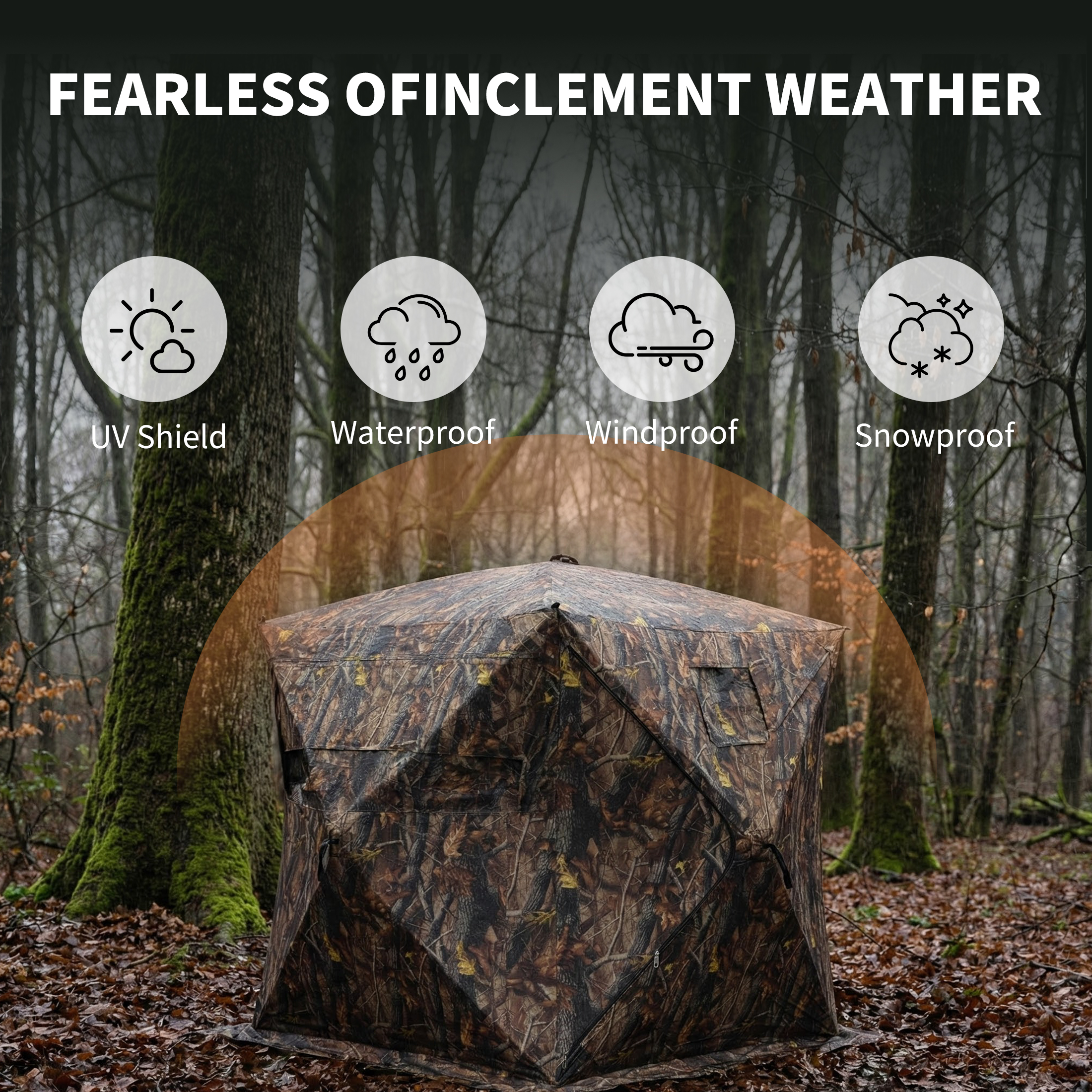 edx Hunting Blind, 270° Visibility Ground Hunting Shelter, 2-3
