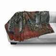 thumbnail image 3 of Seasons Soft Flannel Fleece Throw Blanket, Dreamy Gated Beech Trees Forest with Fall Leaf Mother Earth Natural Wonders Theme, Cozy Plush for Indoor and Outdoor Use, 60" x 80", Grey Red, by Ambesonne, 3 of 6