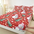 thumbnail image 3 of Feelyou Kawaii Snowman Kids Twin Sheet Sets, Green Christmas Tree Twin Fitted Sheet, Cartoon Love Heart Flat Sheet, Microfiber Bedroom Decor, 3-Piece, 3 of 7