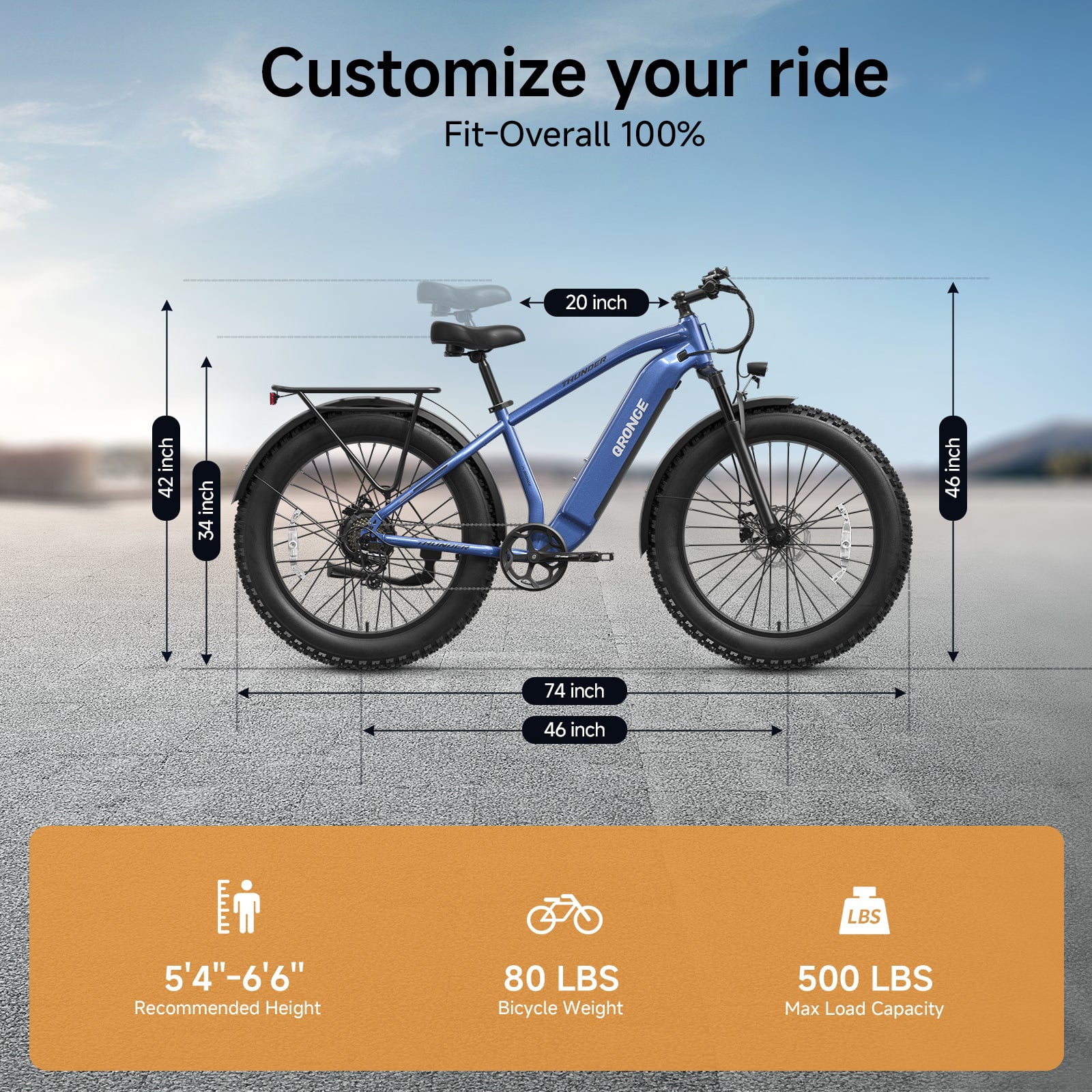 Qronge 26" Electric Bikes for Adults 1800W Peak 70Miles Max Range Fat Tire Ebike 28 mph Top Speed 48V 15AH Battery E-Mountain Bikes, UL2849 by SGS