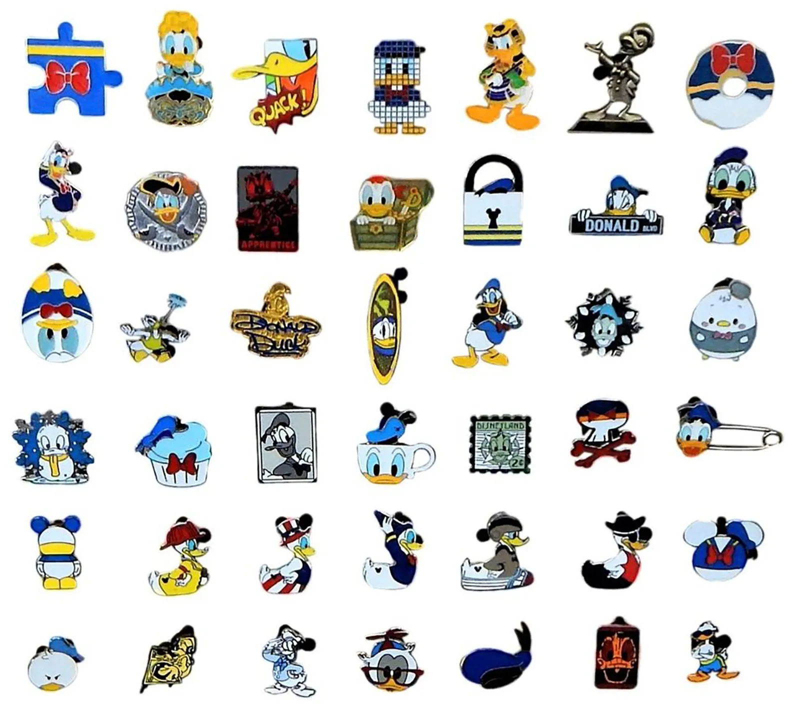 Donald Duck Themed 5 Pin Set ~ Disney Park Trading Pins 
