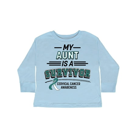

Inktastic My Aunt is a Survivor Cervical Cancer Awareness Gift Toddler Boy or Toddler Girl Long Sleeve T-Shirt