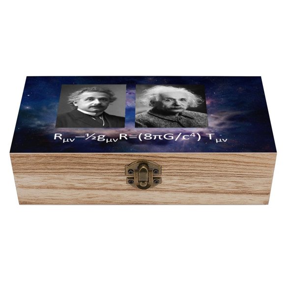 Einstein Caja Organizadora de Madera Rústica - Caja Decorativa Multifuncional para Escritorio, Hogar, Oficina, Joyas y Manualidades