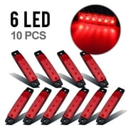 Partsam 10Pcs 3.8" Red LED Clearance Markers Thin Marker lights Mount, Marine Led Utility Strip Light for Boats 12 Volts
