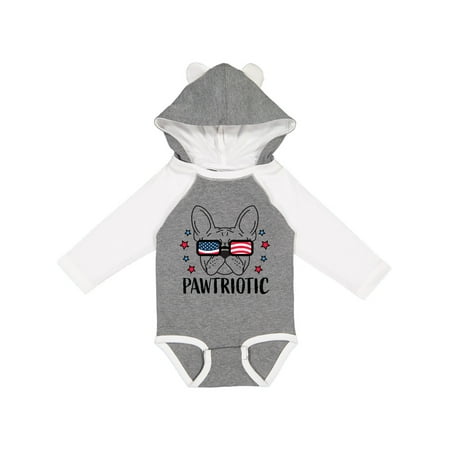 

Inktastic Pawtriotic with French Bulldog in American Flag Sunglasses Gift Baby Boy or Baby Girl Long Sleeve Bodysuit