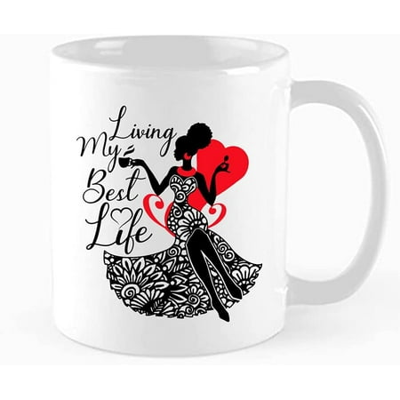

Funny Coffee Mug Living My Best Life Gift Inspirational Motivational Quote Mug Best Friends Gifts Colleagues Family Birthdays Christmas Gifts 11 oz Novelty Mug