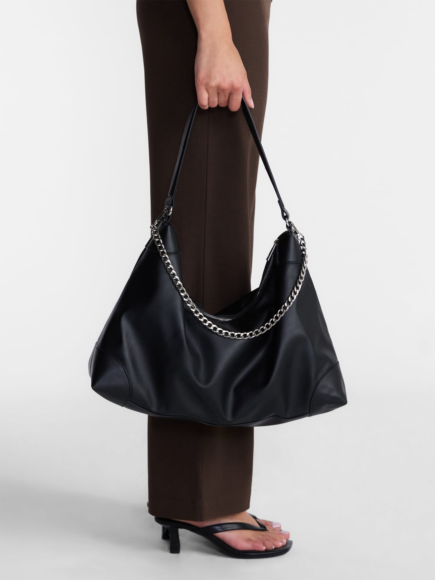 No Boundaries Women's Slouchy Hobo Bag, Black