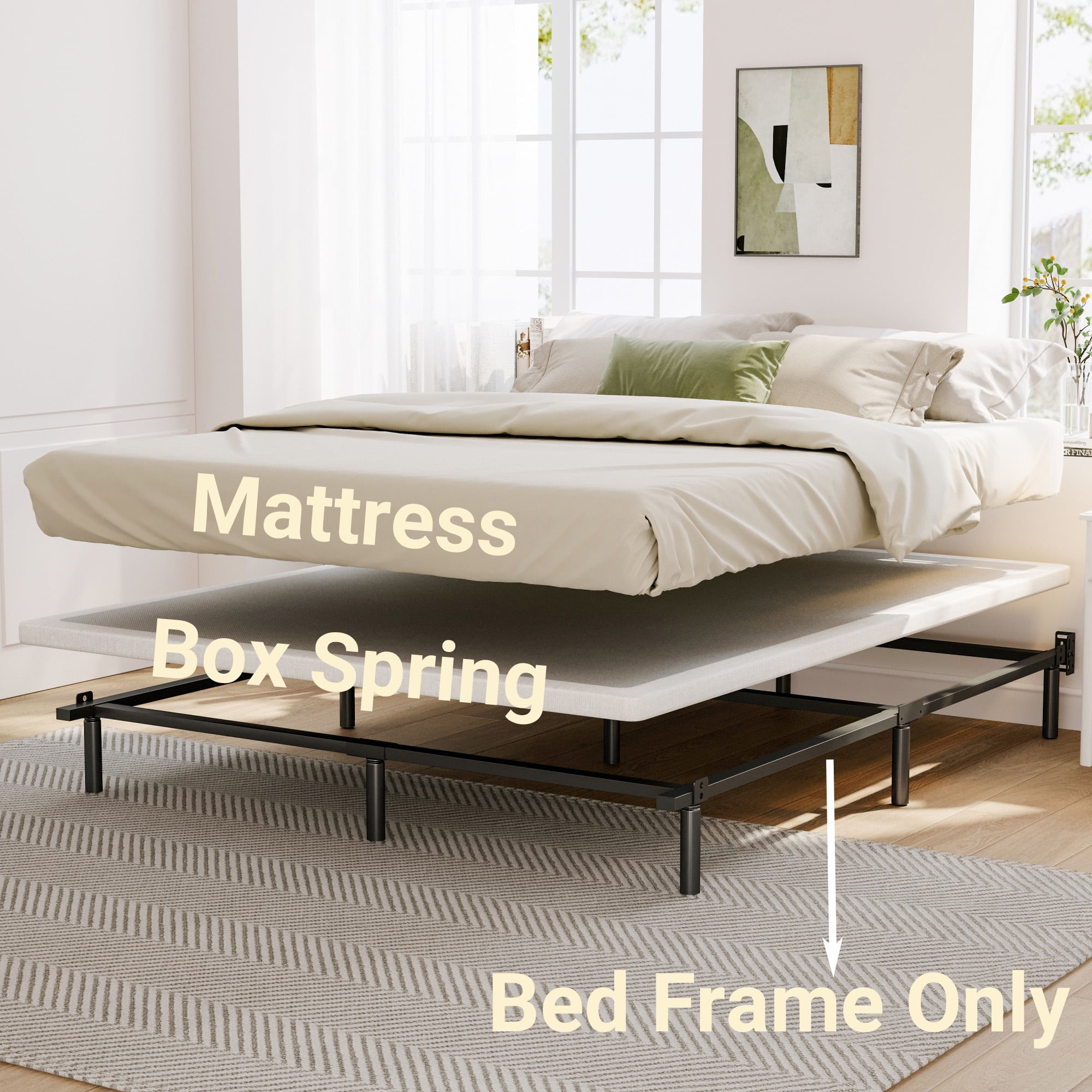 ZIYOO 9 inch Full Size Metal Bed Frame with Recessed Legs, Heavy Duty Bed Base, Easy Assembly, Noise-Free