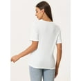 thumbnail image 3 of Unique Bargains Summer T-Shirt for Women's Round Neck Basic Textured Top White XL, 3 of 6