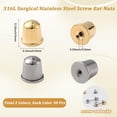 thumbnail image 2 of 60Pcs 2 Colors Screw Earrings Backs for 20G Threaded Post 18K Gold Plated 316L Surgical Stainless Steel Secure Ear Back Replacements for Diamond Stud, 2 of 7