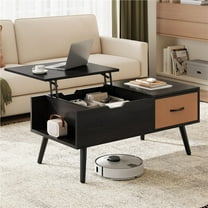 Yaheetech Lift Top Coffee Table with Hidden Compartment & Fabric Drawer for Living Room, Black