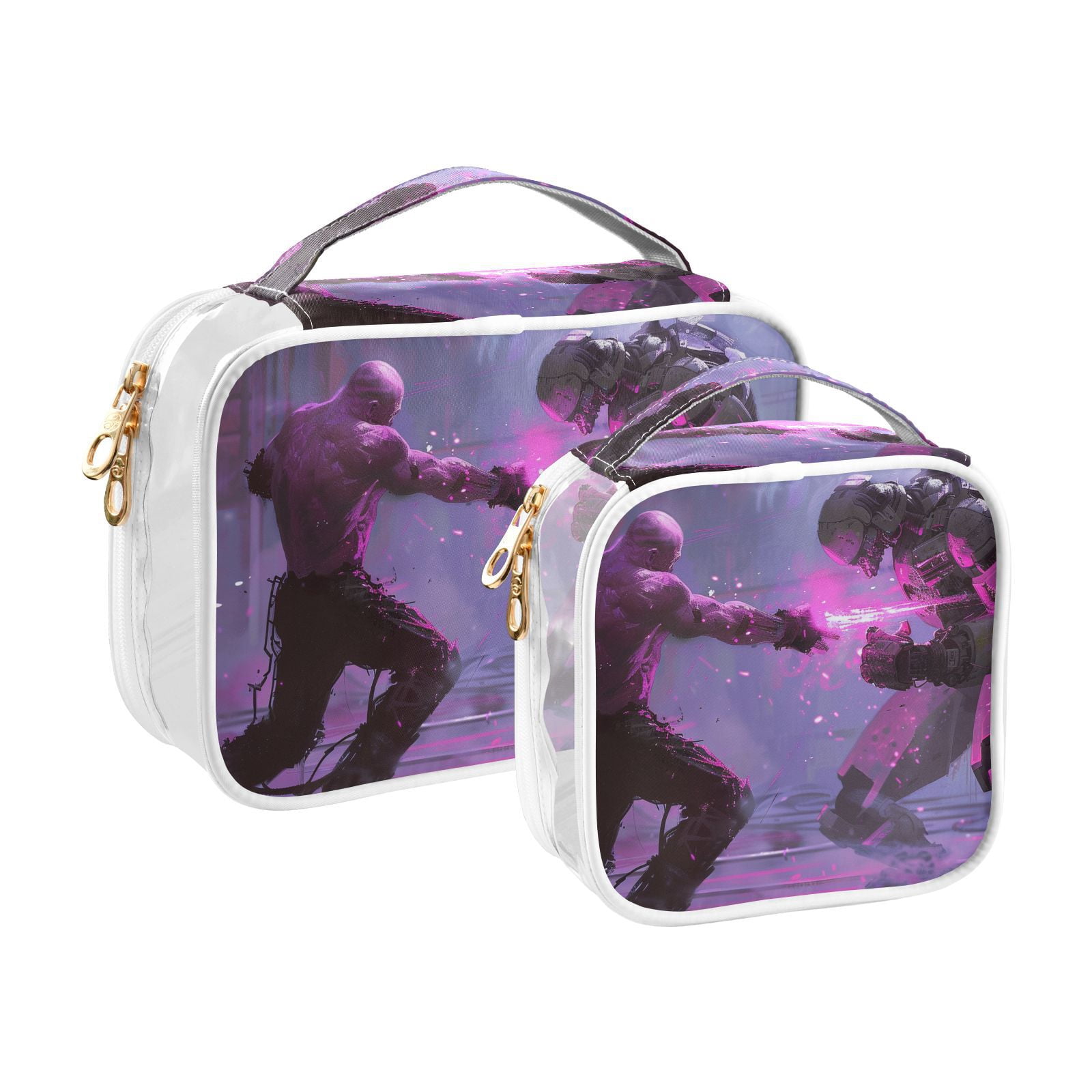 Clear Makeup Bags with Handle Large Opening 2 Pack Set Toiletry Bag Quart Size Bag, for Women Man Traveling Travel Essentials, Toiletries and Other. Game Graphic Capture