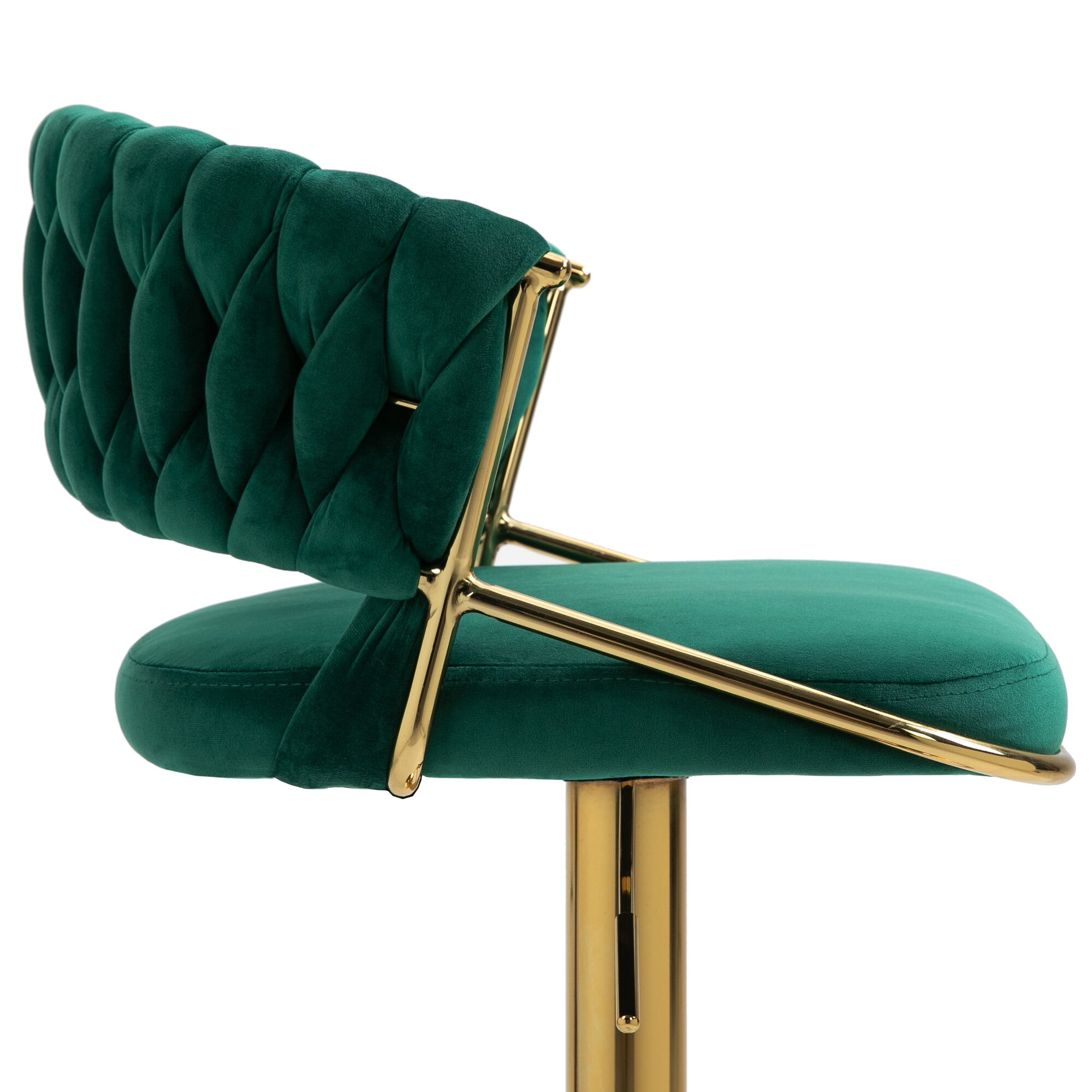 UIXE Adjustable Bar Stools Set of 4 Modern High Back Swivel Barstool for Kitchen Counter Square Island, Velvet Green