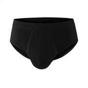 PROTECHDRY - Washable & Reusable Urinary Incontinence Cotton Brief Underwear for Men (approx 3,5 leg), Built In Absorbent Area (non removable), Black, XX-Large