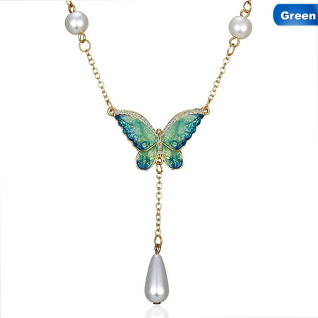 Fancyleo Wholesale Antique Gold Pendant Necklace Crystal Butterfly Natural Stone Long Necklace Chain For Women  Best (Best Wholesale Jewelry Suppliers)