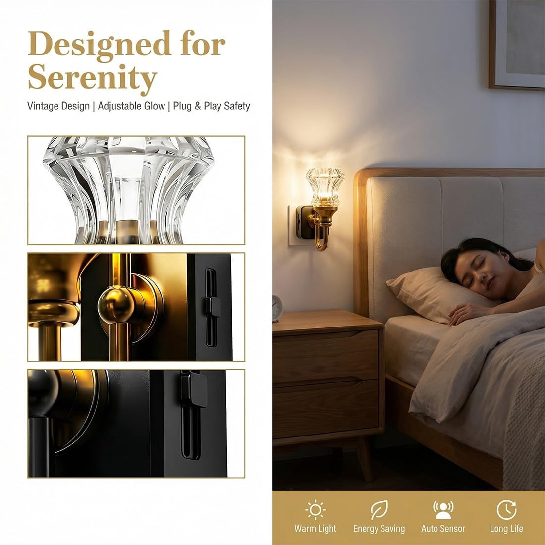 Flower Candle LED Vintage Plug in Night Light, Vintage Night Lights Plug Into Wall, Warm Lamp Walls Nightlight for Home Bedroom Hallway Stairway Decor