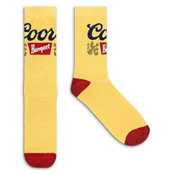 Tee Luv Coors Banquet Beer Logo Tan and Red Crew Socks (Men's)