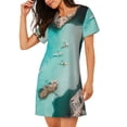 thumbnail image 2 of Disketp Turquoise Beach Kayaking para Camisón Corto de Manga Corta para Mujeres, Camisón Cómodo con Escote Redondo, Bonito y Confortable, 2 of 6