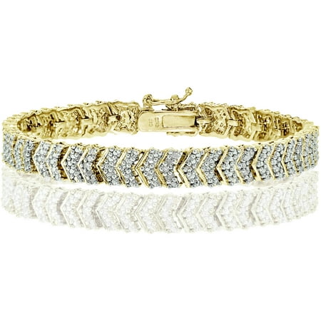 0.25 Carat T.W. Diamond Gold-Tone Chevron Tennis Bracelet