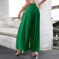 thumbnail image 6 of XFLWAM Womens Wide Leg Palazzo Pants High Waisted Lounge Pant Smocked Pleated Loose Casual Pant Suits for Women Green XL, 6 of 8