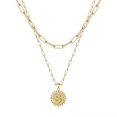 thumbnail image 1 of Collar con cadena de sujetapapeles en capas con iniciales de Ursteel, oro de 14 quilates, 1 of 7
