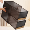 thumbnail image 4 of Bacs de Rangement Empilables avec Tiroirs et Couvercles, Organisateurs de Placard en Plastique Blanc et Rangement, Porte Rabattable Transparente pour Rangement de Vêtements, 4 of 5