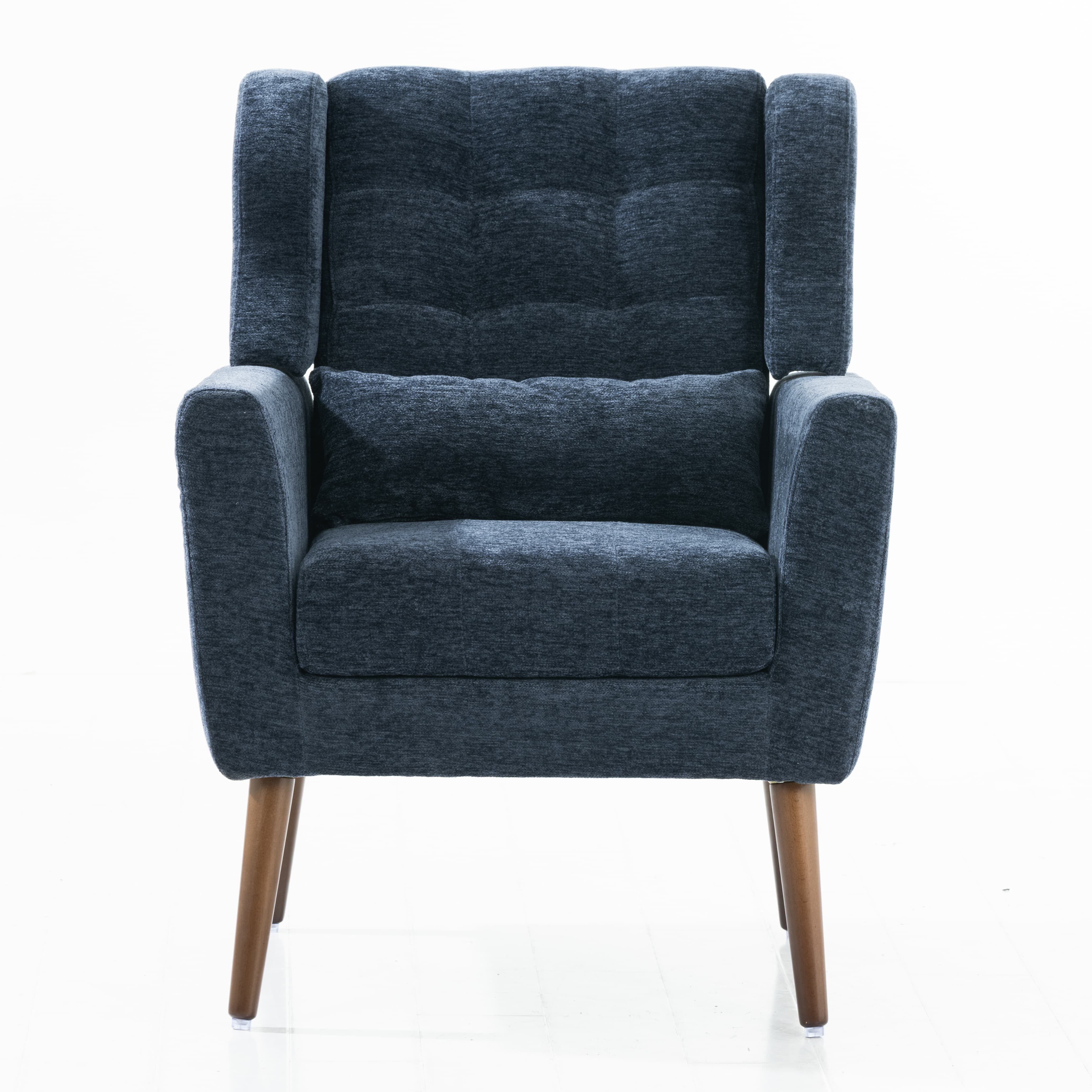 Aukfa Modern Accent Chairs,Chenille Arm Chairs for Living Room w/ Pillow for Bedroom,Dark Blue