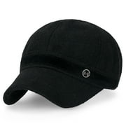 ililily Women Short Brim Baseball Cap Suede Band Velcro Adjustable Trucker Hat , Black