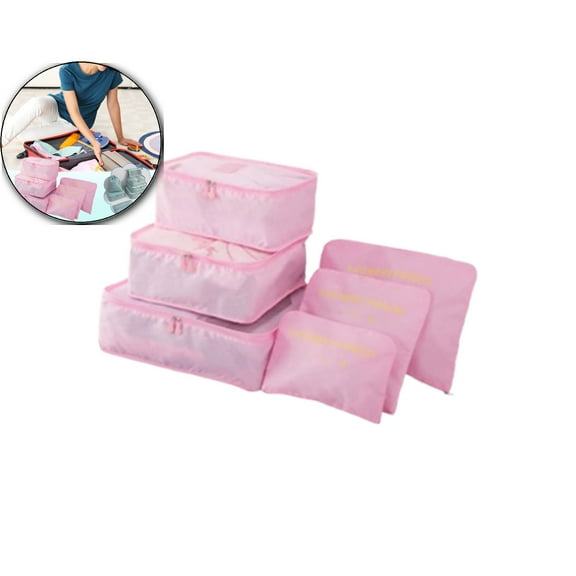 VQPeo 6 Set Packing Cubes for Travel Luggage Packing Bags Reusable Waterproof Suitcase Organizer Bags Set with Shoe Bag and Toiletry Bag